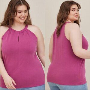 Torrid | Purple Knit Cupro High Neck Twist Top | Size 1X